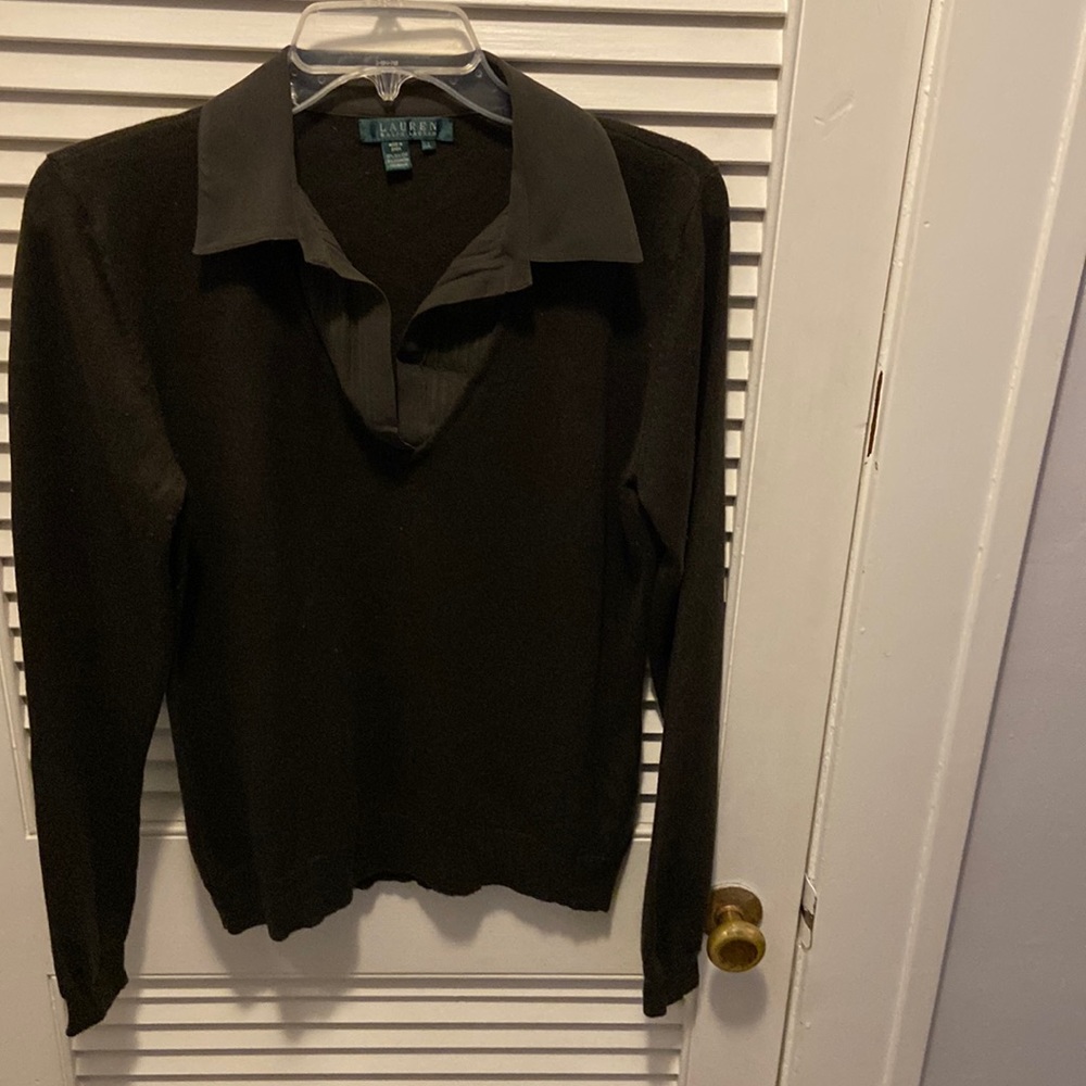 Lauren Ralph Lauren olive green Lg silk cashmere sweater. Womens